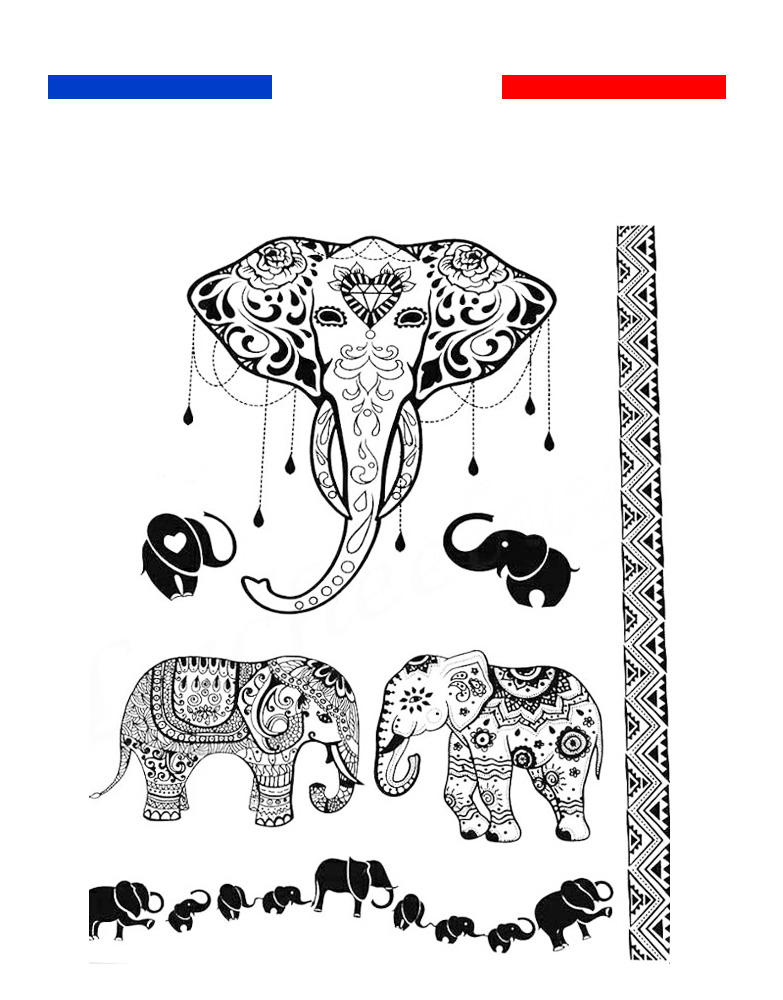 Tatouage Elephants Style Realiste Tribal Mon Petit Tatouage Temporaire